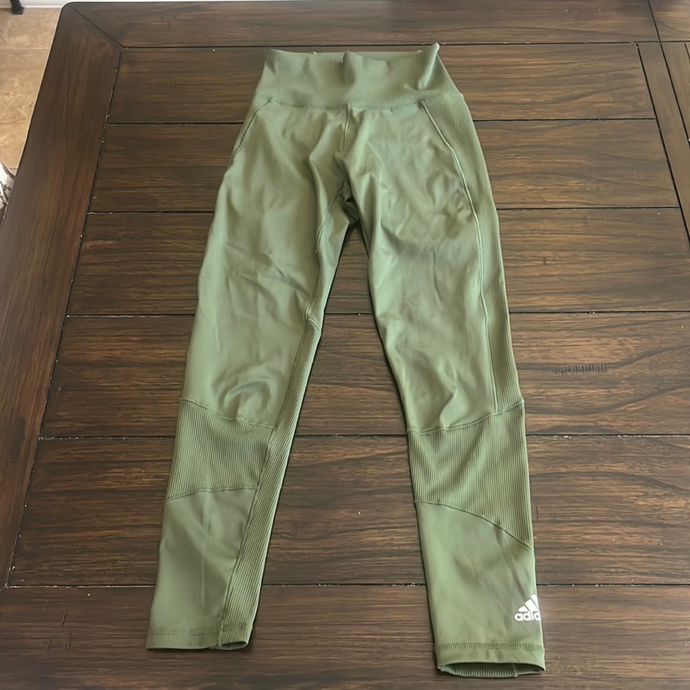 army green adidas crop leggings size xs